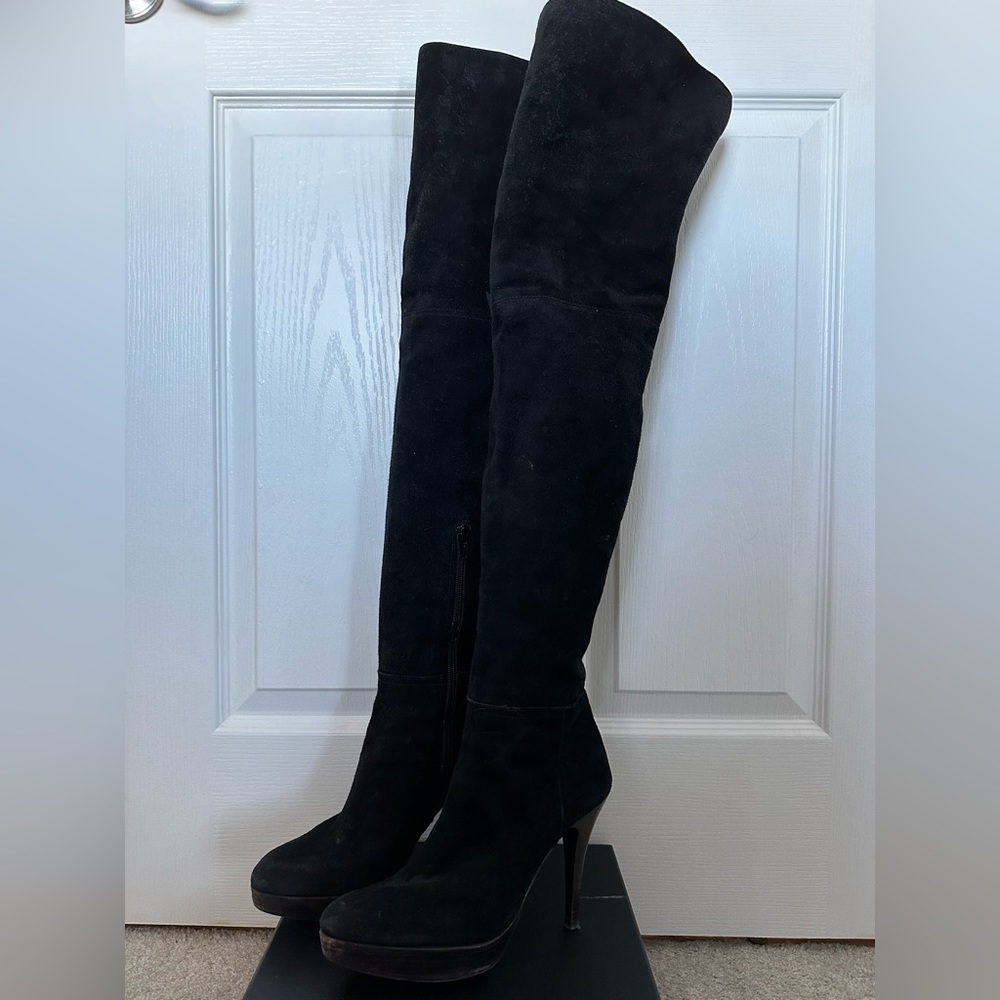 Stuart Weitzman platform boots 36.5 black with wooden heel